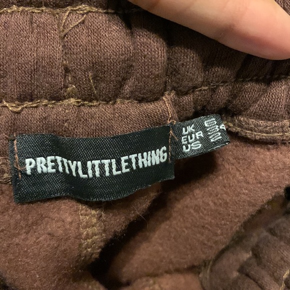 PRETTYLITTLETHING Recycled Chocolate Brown High Waisted Joggers - Picture 4 of 4